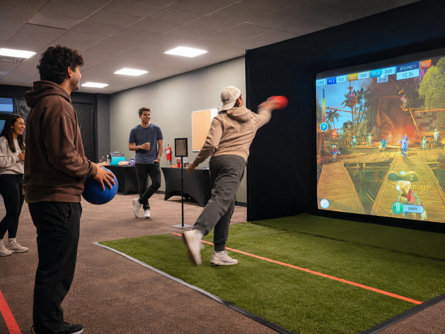 Group playing zombie dodgeball at Sim Time private simulator