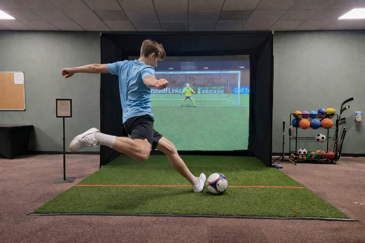 Large simulator screen with multi-sport options at Sim Time
